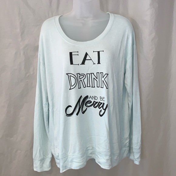 XL “EAT, DRINK & BE MERRY” SUPER SOFT LOUNGE SWEATER BP UNDERCOVER - Picture 2 of 9